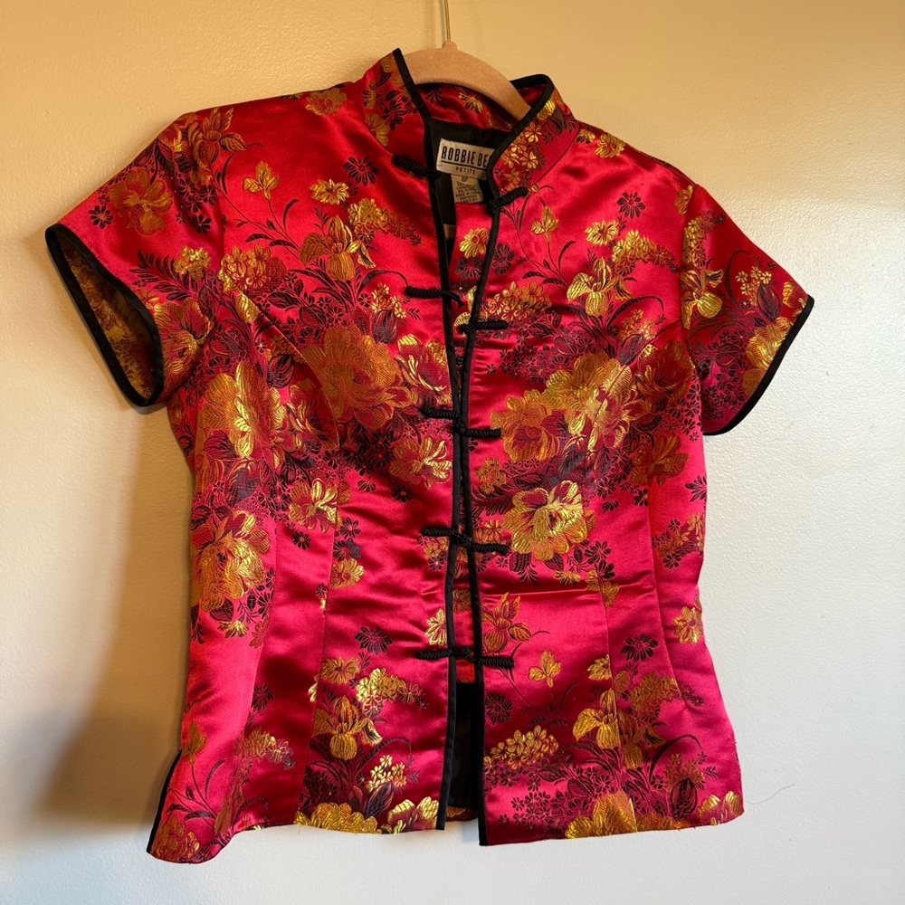 Robbie Bee Red and Gold Floral Jacket